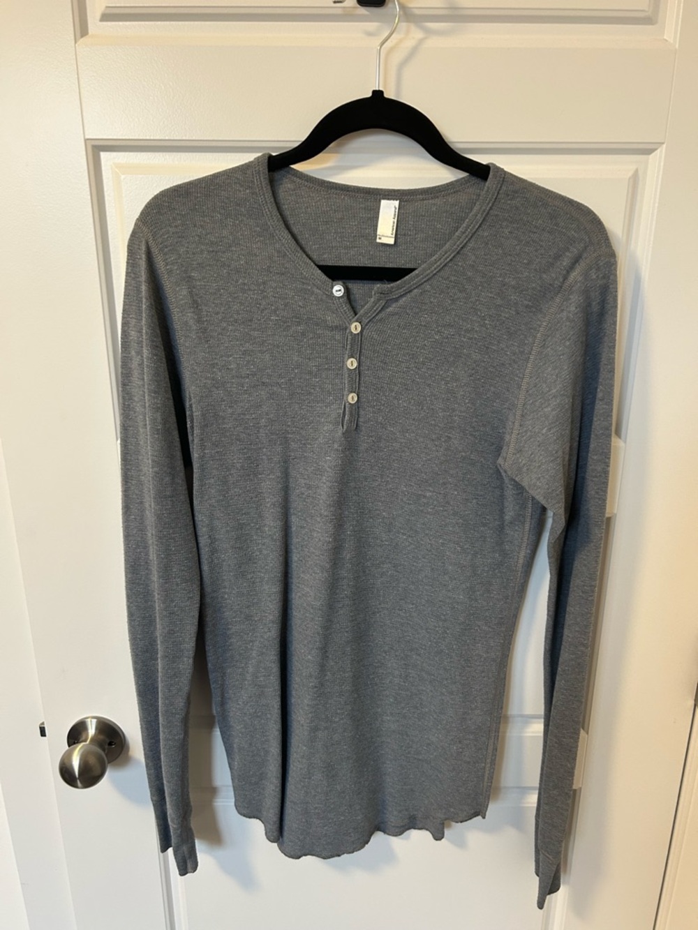 American Apparel Charcoal Gray Long-Sleeve Henley Shirt